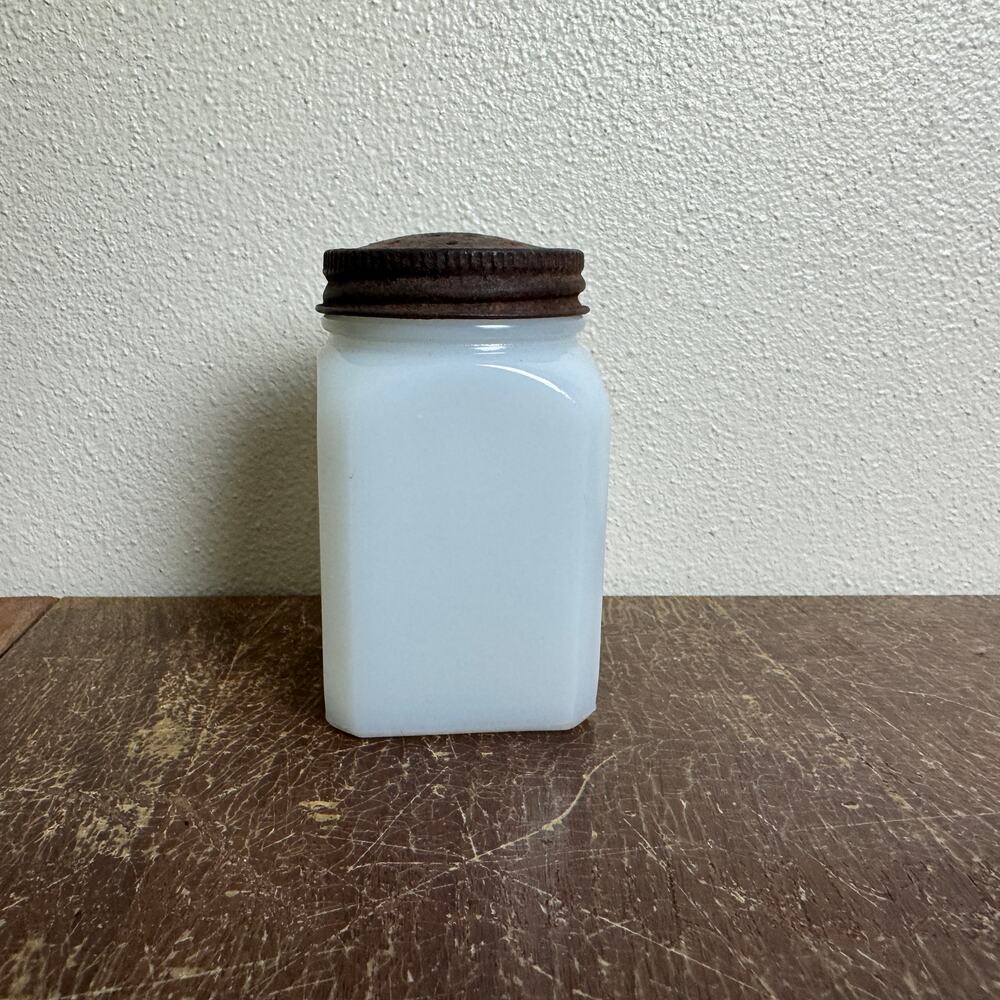 Vintage Milk Glass Madeβ in USA metal top Single Shaker